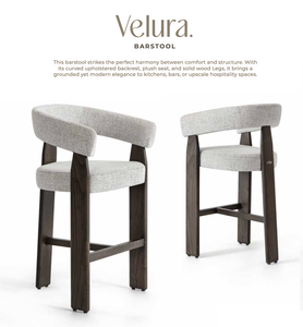 Sgabello da Bar Moderno Imbottito in Tessuto di Lino, Sedia da Bar con Gambe in Legno Massello, Seduta Alta per Ristoranti e Sale da Pranzo - Product Image 1