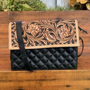 Wholesale Custom Luxury Hand Tooled Leather Crossbody Bag Quilted Shoulder Bag Women's High Quality Cow Leather Clutch <b>Handbags</b> - Product Image 2