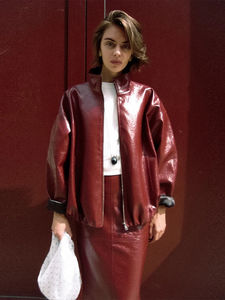 Falda Larga de Cuero Vintage para Mujer, Diseño Sólido con Cierre, Estiliza la Figura, Elegante y Chic, Ropa Urbana Femenina - Product Image 2