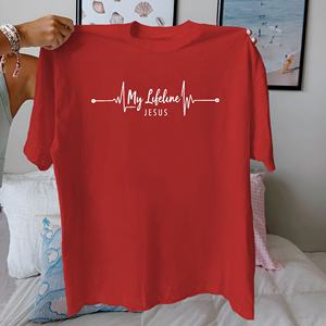Tshirt pour femme en pur coton My Lifeline Jesus coupe confortable - Product Image 4