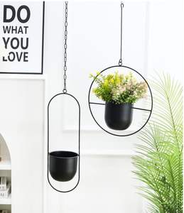 Modern Luxury Metal Floating Circle <b>Hanging</b> Planter Gold Black Round Loop Flower Pot Holder <b>For</b> Home Wedding Garden Decor Bulk - Product Image 4