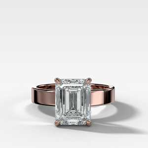 Emerald Cut Lab Grown Diamond Solitaire Engagement Ring Thick Wide Flat Band 14K 18K <b>Solid</b> Gold Custom IGI 4 Ct Factory Price - Product Image 5