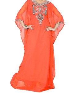 Abaya Informal de Poliéster con Cuentas Turquesas para Mujer, Talla Grande, Largo hasta el Tobillo, Manga Larga, Cuello Alto, Elegante para Fiestas y Eventos - Product Image 3