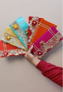 Handcrafted อินเดียแต่งงานซองจดหมายต้องลูกไม้กระเป๋าผ้าไหมซองจดหมายสําหรับสุภาพสตรีและงานแต่งงานผู้หญิงกระเป๋าสตางค์คลัทช์ - Product Image 4