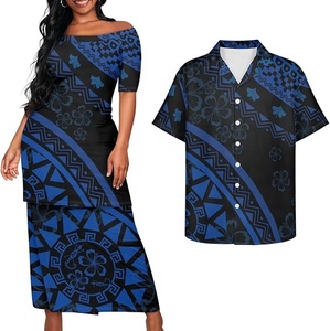 Vestido Puletasi Samoano Tradicional con Estampado Polinesio, Diseño Personalizado, Vestidos de Sirena con Hombros Descubiertos, Vestidos Puletasi Ajustados para Mujer - Product Image 3