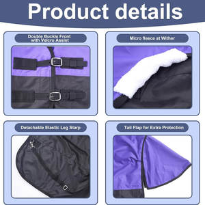 Couverture d'hiver imperméable pour chevaux, poids lourd, orange et noir, 70 pouces, couvertures et draps pour chevaux de qualité supérieure - Product Image 2