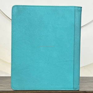 Porte-documents en cuir de vachette véritable, gravé à la main, motif floral, design unique, turquoise, organiseur de bureau pour usage professionnel - Product Image 5