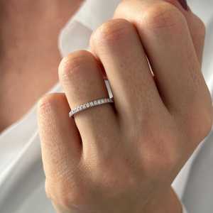 2MM Pave Lab Diamonds Full Eternity Band , 14k White Gold 0.5CT Eternity <b>Ring</b> , Matching Wedding Band ,Classic <b>Stacking</b> <b>Ring</b> - Product Image 2