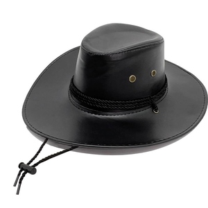 GENERSA SPORTS Chapeau de cowboy unisexe noir en polyester à large bord réglable pour l'extérieur, décontracté, pour adulte, toutes saisons - Product Image 1