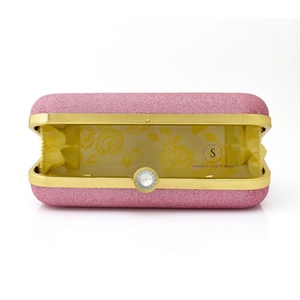 Magnifiques designs brillants, pochette rose pour femme, sac à main de soirée avec chaîne détachable pour femmes. - Product Image 2