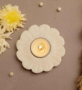 Creations <b>Marble</b> Tea Light Holder Elegant White Floral Candle Holder for Home Decor Gifting - Product Image 5