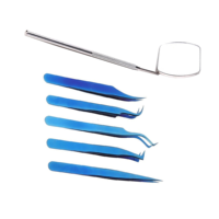 ZULLO INDUSTRIES Kit de Pinzas para Extensión de Pestañas de Acero Inoxidable Azul Oscuro, Logotipo Personalizado, Punta Puntiaguda de Precisión, Duraderas y Antiestáticas