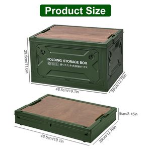 Folding <b>Storage</b> Bin 1pc <b>Collapsible</b> Organizer <b>Box</b> Top Lid Cutting Board Stackable Grocery Container for Camping Grocery <b>Storage</b> - Product Image 3