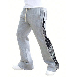 Pantalon de jogging homme tendance, coupe slim, patchwork color block, style sport, effet délavé - Product Image 1