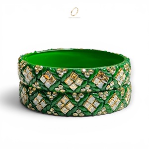 Nouvelles bracelets en verre de luxe vert de designer, style cachemire, pour mariage, vente en gros, fabricant de bijoux indiens - Product Image 1