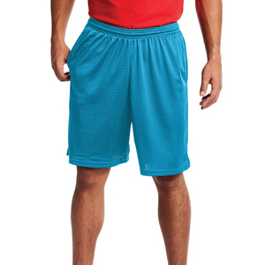 Shorts en maille 100 % polyester respirants, écologiques et à séchage rapide pour hommes, avec taille élastique, couleur unie, décontractés, personnalisables avec impression sérigraphique sur le devant - Product Image 1