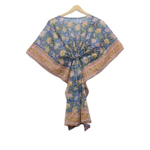 Kaftan en coton imprimé floral pour femme, grande taille, confortable, longueur genou, style hippie, drapé, décoration naturelle, plage - Product Image 1