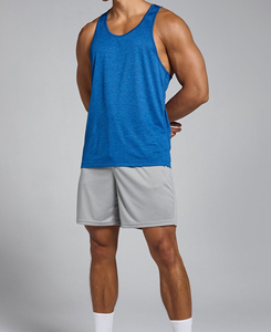Débardeur sans manches pour homme, léger et performant, bleu uni, tricoté, col rond, respirant, style sportif, tissu polyester 180g - Product Image 4