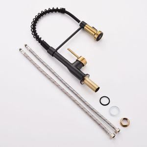 Rubinetto da Cucina Commerciale Monocomando Nero e Oro con Doccetta Estraibile per Lavello - Product Image 5