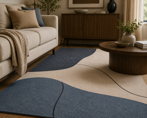 Alfombra Moderna Abstracta de Lana Tufted a Mano, Rectangular, Antideslizante, para Sala de Estar, Diseño Minimalista, con Base de Algodón de Pelo Corto - Product Image 3