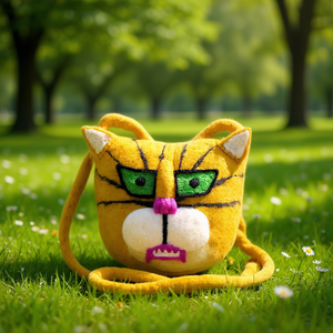 Sac à bandoulière en feutre pour femme avec motif chat - Product Image 3