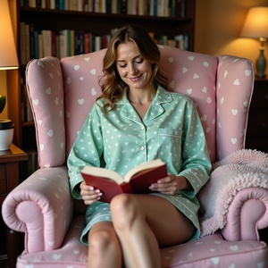 Pijamas de verano ecológicos para mujer en algodón ligero con estampado de corazón y pantalones cortos de algodón verde suave con ribetes con conjunto de pijama superior - Product Image 6