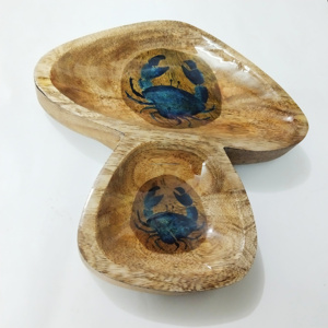 Bandeja de frutas secas de madera artesanal Premium con incrustaciones de madreperla con compartimento elegante para REGALOS FESTIVOS para multiusos - Product Image 6