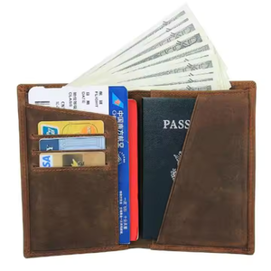 Cartera para pasaporte de cuero genuino de moda Premium, organizador de viaje con bloqueo RFID, ranuras para tarjetas, bolsillos para boletos, portátil ligero - Product Image 2