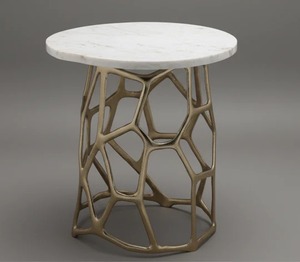 <b>Square</b> Shape Aluminium Stand Side Table For Home Livingroom Use Hotel Villas Decorative Side And End Table With Black Top - Product Image 3