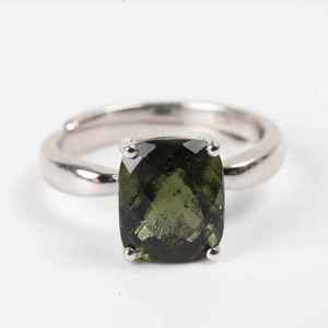 Natural Green Moldavite Solitaire Ring Handmade 925 Sterling Silver <b>Cushion</b> Cut Gemstone Engagement Promise Ring Gift for Her - Product Image 6