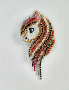Luxury Designer Embroidery Beaded Brooch with Fine Hand Sewn Beads and Embroidery Handmade Floral Embroidery Beaded Brooch Decor - Product Image 2