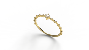 Vintage 18K Gold Delicate <b>Diamond</b> <b>Ring</b> Alternating Bezel Stacking Band Round <b>Diamonds</b> Promise <b>Ring</b> for Women Fine Jewelry Gift - Product Image 2