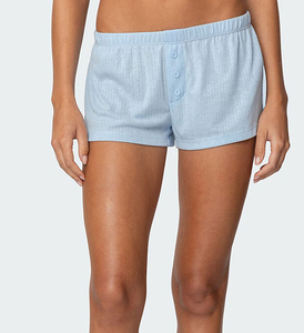 Ensemble de pyjama en satin de coton pour femmes, haut à manches longues et short, vêtements de nuit doux et respirants, vêtements de détente - Product Image 5