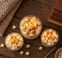Bougie votive artisanale au parfum de pop-corn en pot de verre, avec couche de cire de caramel, en cire de soja parfumée, longue durée, pour décoration de mariage et de maison, cadeau