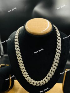 Cadena Cubana de Plata Esterlina con Baño de Rodio y Moissanita VVS, Estilo Hip Hop Miami, Collar de Boda Unisex, Joyería - Product Image 1