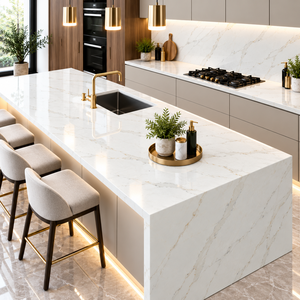 Losa de Cuarzo Calacatta Eternal, Diseño Moderno con Vetas Finas, Aspecto de Mármol, Acabado Pulido Elegante y Lujoso, Uso Residencial y Comercial - Product Image 3