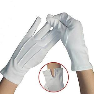 Guantes Unisex de Algodón Blanco para Adultos con Bordado Rojo y Amarillo, Uso Masónico del Rito Francés para Servicios Religiosos - Product Image 1