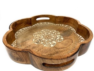Aaliyan Impex Top Selling Wooden Serving <b>Tray</b> Custom Size Rectangular Pattern for <b>Kitchen</b> Use Best Price Beverage Food Serving - Product Image 2
