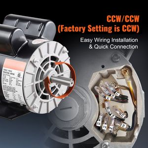 Motore Elettrico Monofase SPL da 2HP 115/230V 20/10 Ampere Telaio 56 3450 RPM Albero con Scanalatura da 5/8'' Lunghezza 1.88'' per Compressori d'Aria - Product Image 2