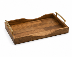 Ensemble de 2 plateaux de service en bois, en acier inoxydable et bois, manga, 12 pièces - Product Image 4