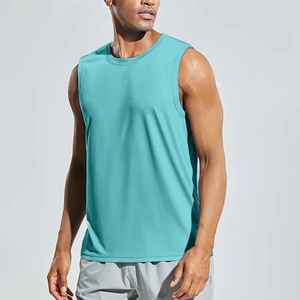 Camiseta sin Mangas para Hombre, Tejida, Transpirable, de Algodón, de Alta Calidad, Premium, Superventas - Product Image 1