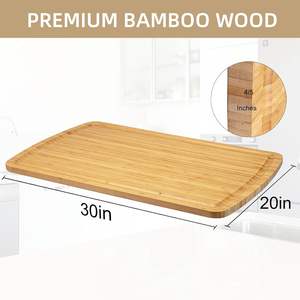 Tabla de cortar de bambú ecológica marca TL, tabla de cocina de madera maciza con ranuras para jugos – Hecho en Vietnam - Product Image 4