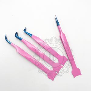 Vente chaude Pince à cils en acier inoxydable de haute qualité Rainbow Point Rose foncé Durable Plain Grip Logo Privé Option - Product Image 2