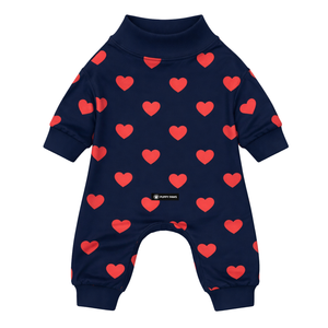 Pijama para perros con estampado de corazones, ropa de dormir suave y elástica para mascotas, ropa de dormir cómoda y transpirable para todas las estaciones, para perros pequeños y medianos, uso en interiores - Product Image 4