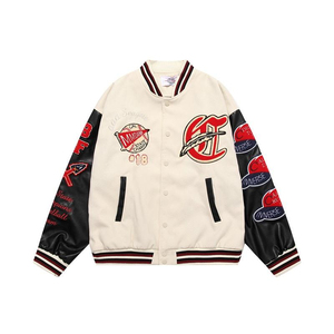 Chaqueta Varsity Reversible para Hombre, Algodón y Poliéster, Diseño con Parches Bordados, Estilo Preppy, Chaqueta Varsity de Béisbol con Letras para Otoño - Product Image 3