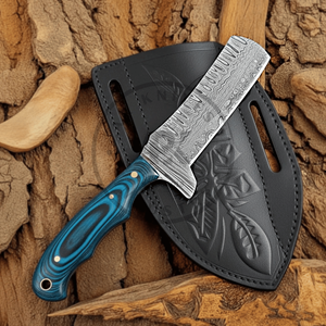 Couteau de chasse et de camping Rasp Steel Damascus BullCutter à lame fixe, manche en bois Pakka, bord droit, garantie 3 ans - Product Image 4
