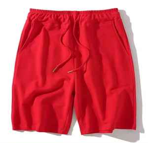 Shorts Bermuda en Coton Rouge pour Homme, Cordon de Serrage, Couleur Unie, Taille Mi-Haute, Tricoté, Respirant, Décontracté - Product Image 1