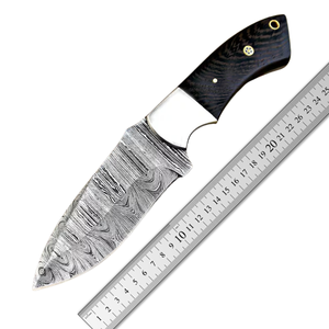 Couteau de chasse artisanal à lame large en acier Damas, manche en bois anthracite, avec embout en acier – Vente en gros de couteaux de camping - Product Image 6