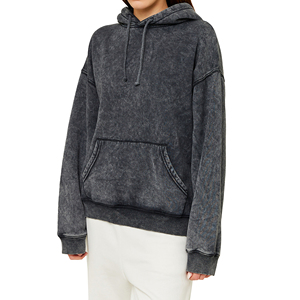 Oferta Especial: Sudadera con Capucha para Mujer, Estilo Vintage, Lavado Ácido, Color Sólido, Tejido Grueso, MOQ Bajo - Product Image 1