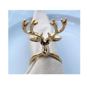 Tête de cerf Design Rond de serviette Nappe de table ou papier Anneau de serviette en métal Table de dîner Décor de Noël Vacances et événements Occasion - Product Image 2